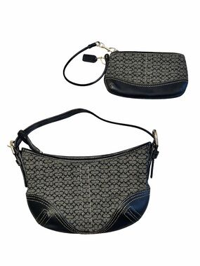 Coach Signature Black Demi Hobo & Wristlet